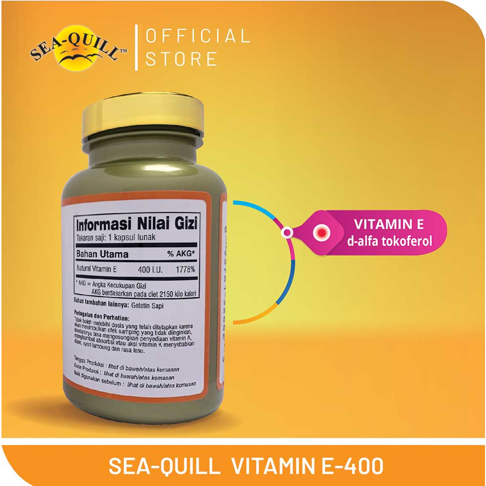 [BPOM] Sea-Quill Vitamin E 400 IU Isi 60s / Sea Quill / Seaquill / Vitamin Kulit  / MY MOM