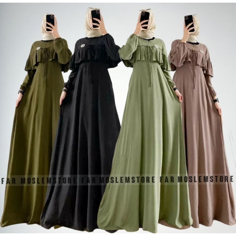 LADY QUEEN DRESS CRINKLE AIR FLOW M L XL XXL/FASHION MUSLIM WANITA TERBARU/ADIKTA DRESS CRINKLE BUSUI/DRESS SERAGAM KELUARGA/FAR MOSLEMSTORE