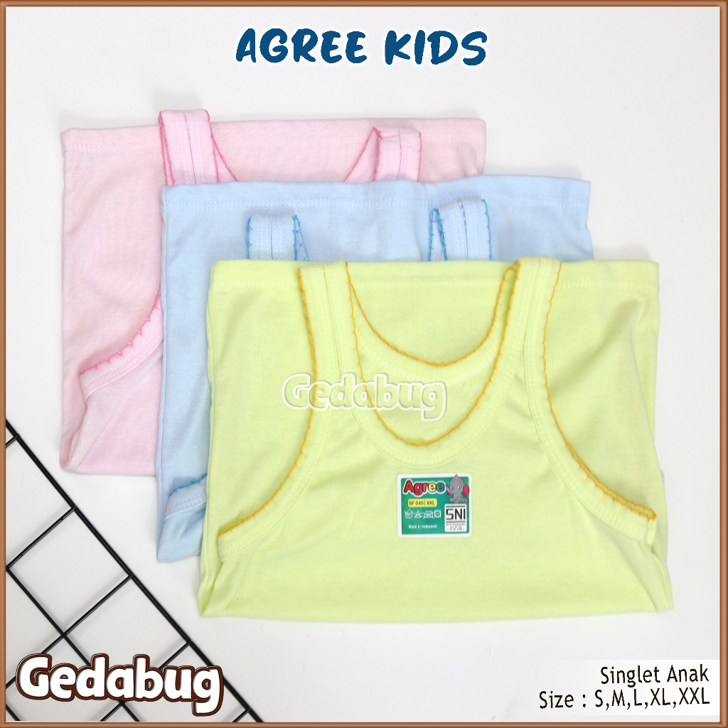 6 Pcs - Singlet Anak Agee Kids SF-040 Polos | Singlet anak polos warna | Gedabug