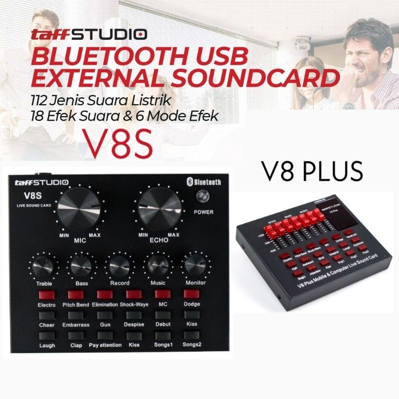 Taffstudio  Soundcard V8 bluetooth    MIXER AUDIO usb external  mixer audio mini