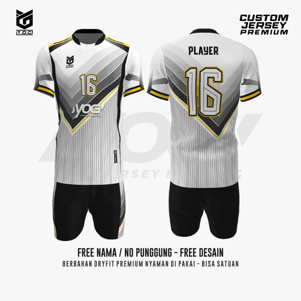 JERSEY SATUAN WHITE GREY VICTORY - READY STOCK [ BISA SABLON NAMA / NOMOR / SPONSOR | ATASAN BAJU VO