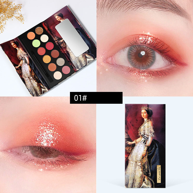 (COD)Geometric 12 color earth mermaid color pumpkin grapefruit matte pearl eye shadow import murah