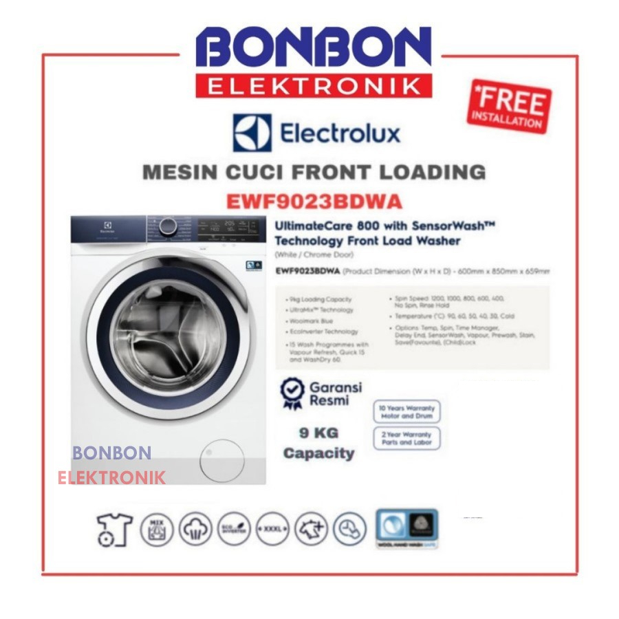 Electrolux Mesin Cuci Front Loading 9KG EWF9023BDWA / EWF 9023 BDWA