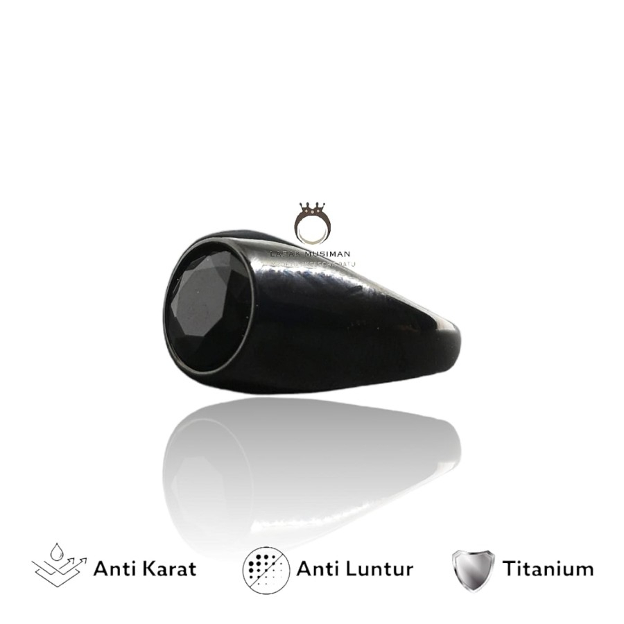 [Bayar di Tempat] Cincin Pria Batu Alami Hajar Jahanam Ring Titanium Anti Karat Asli