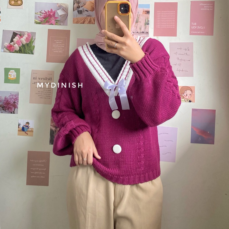 Marshela Cuties Blouse - Atasan Blouse Wanita Korean Style Bahan Rajut