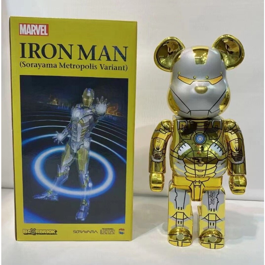 Figure BearBrick BE@RBRICK IRON MAN SORAYAMA METROPOLIS 400% / 28 cm