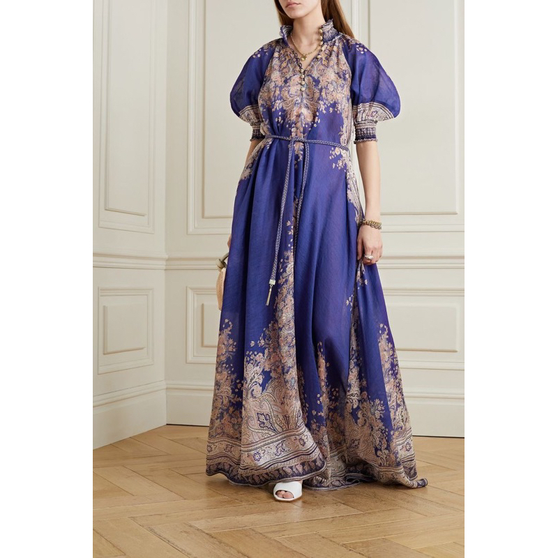 ZIMMERMANN Anneke Swing Maxi Dress In Indigo Paisley Size 0