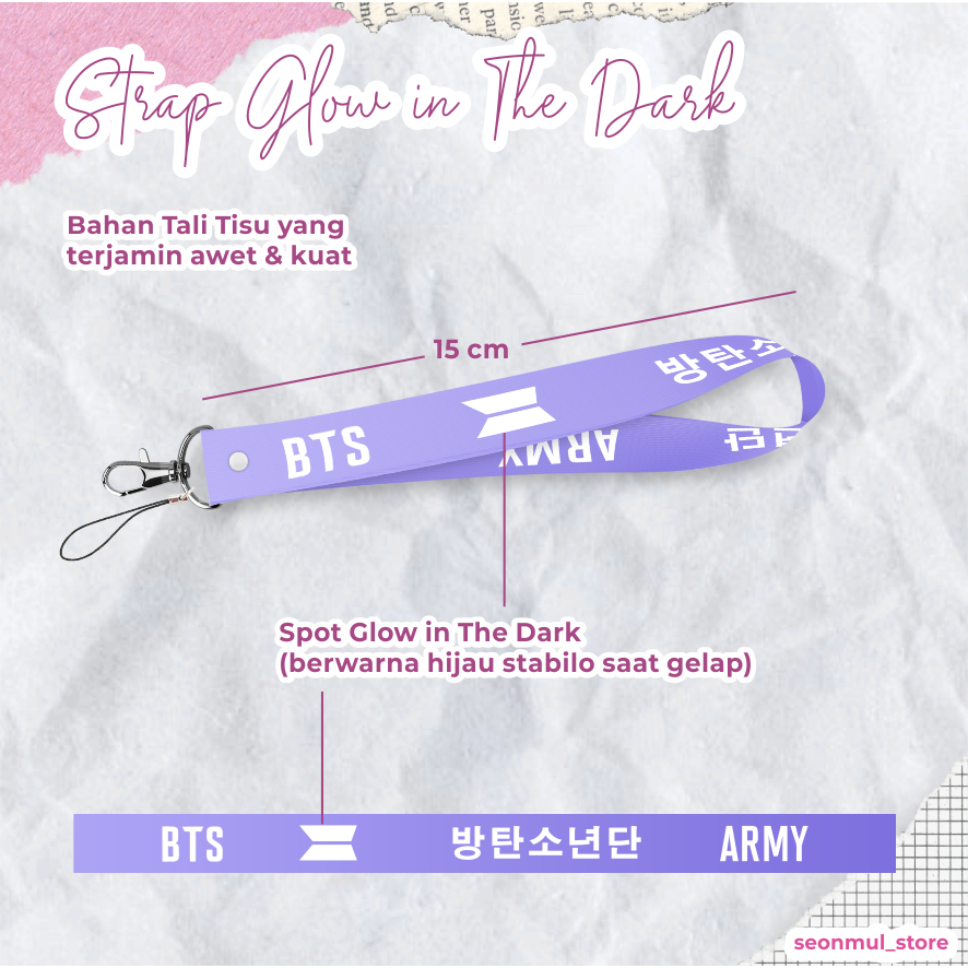 Strap Gantungan LS ARMY BOMB Glow in The Dark GID / LIGHT STICK / LIGHTSTICK BTS / ARMYBOMB / ARMY BONG / ARMYBONG