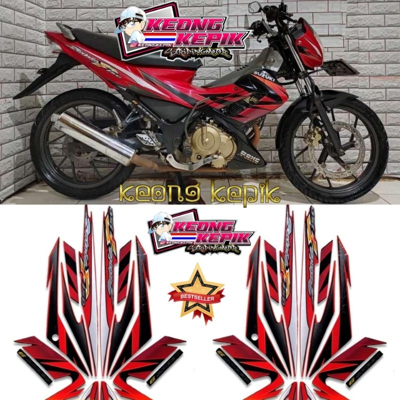 (BISA COD) STRIPING STIKER LIS MOTOR SUZUKI SATRIA F FU 150 2007 2008 MERAH HITAM
