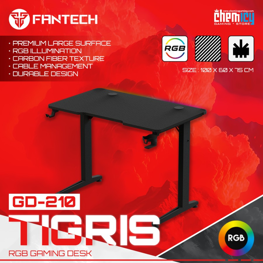 Fantech GD210 / GD-210 Tigris RGB Gaming Desk / Meja Komputer