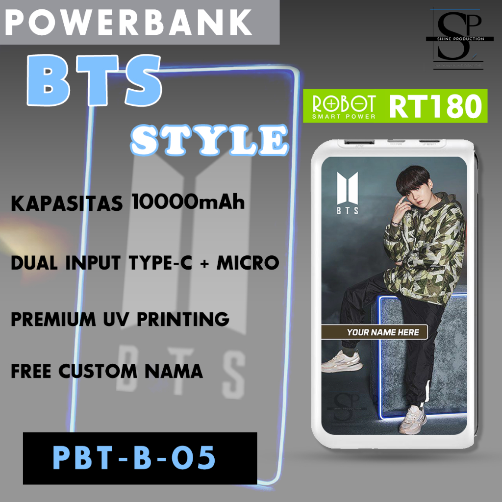 Powerbank BTS Powerbank Robot RT180 10000mAh Real Capacity