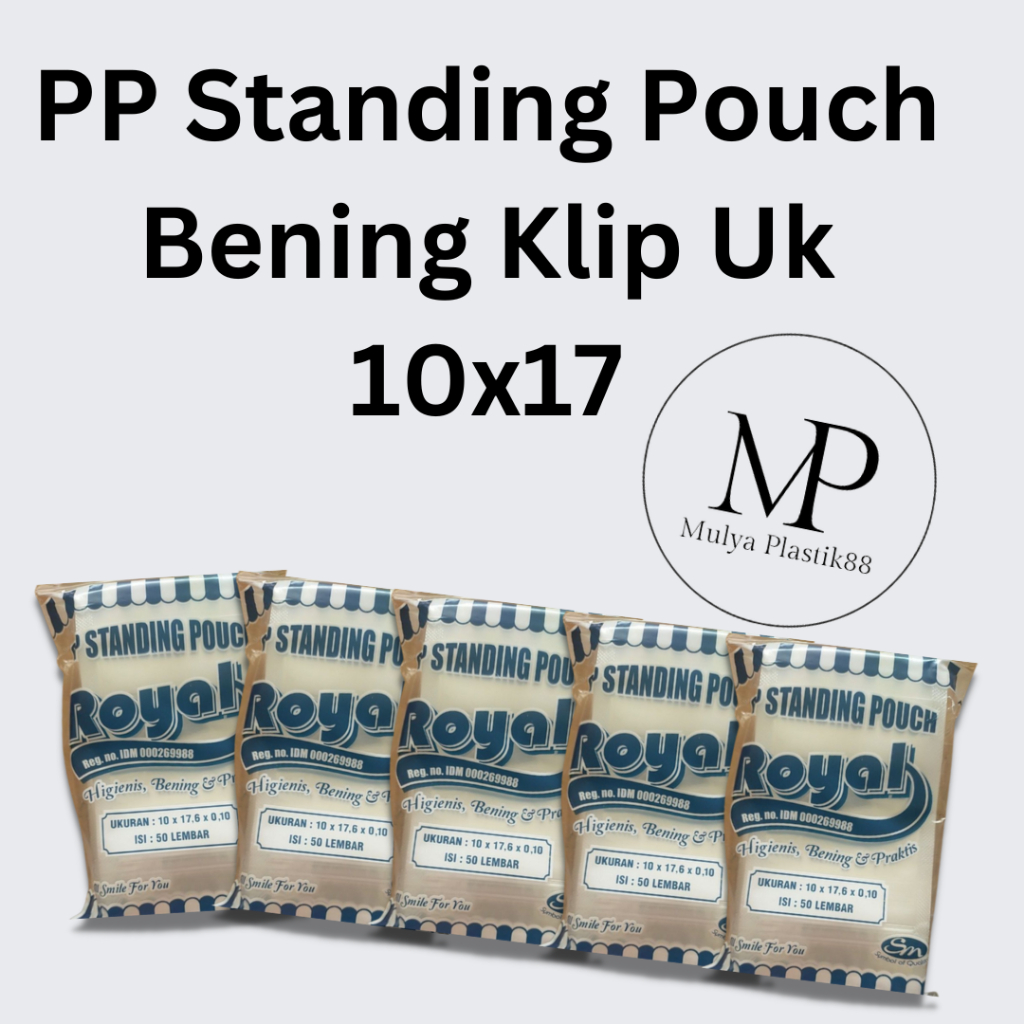 PP Standing Pouch 10x17 isi 50 Lbr Plastik Klip Double Seal Royal