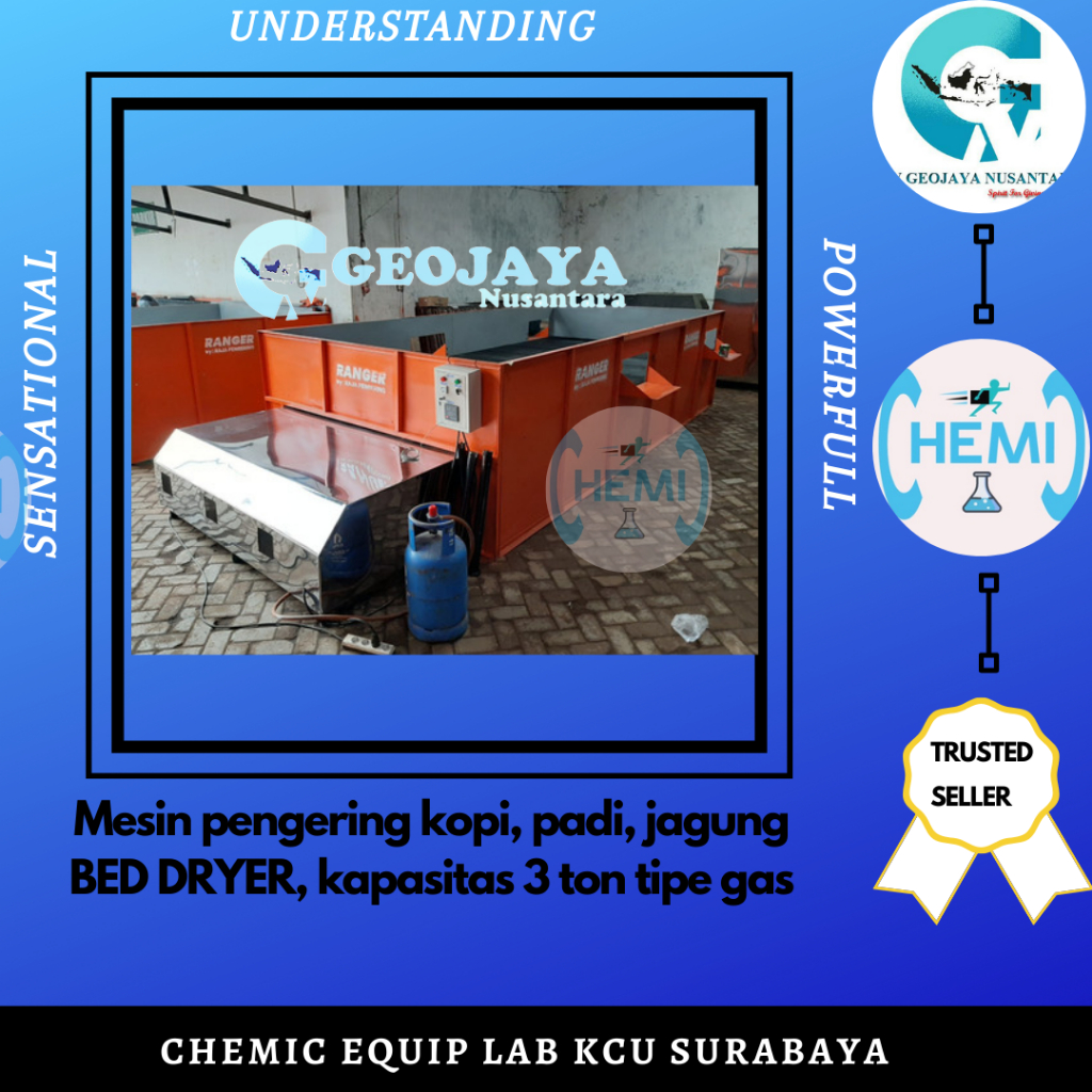 Mesin pengering kopi, padi, jagung BED DRYER, kapasitas 3 ton tipe gas
