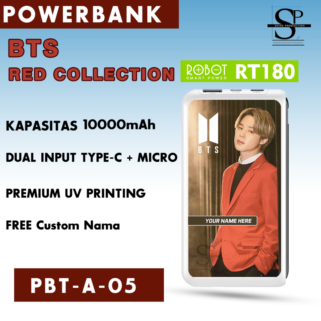 Powerbank Robot RT180 Powerbank BTS Personil Custom Nama