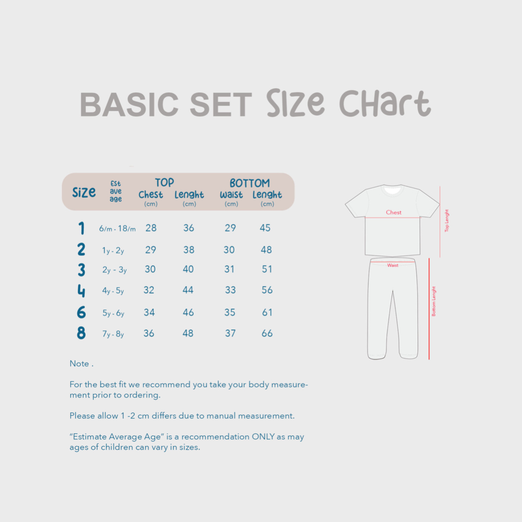 Sleepwear Basic Set Kids / Baju Tidur Anak DTF / Sleepsuit Pjama Boy Girl / Piyama anak Laki Perempuan