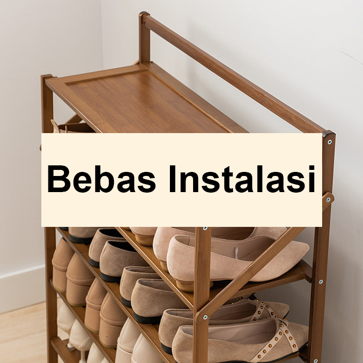 Tidak Diperlukan Instalasi Lipat  Portabel Rak Sepatu 3/4/5 Susun 50CM Rak Sepatu