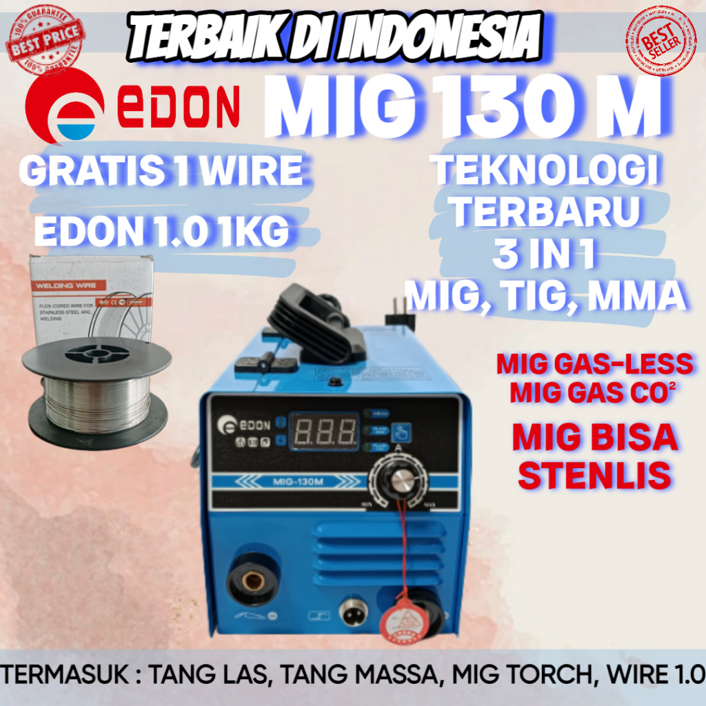 Las Mig Mesin Las Mig 130M 130 EDON + Kawat Flux 1KG