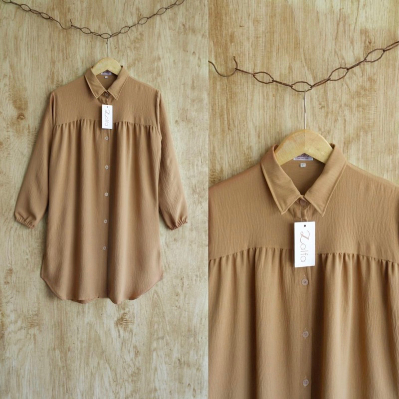 [COD] Shazfa.apparel - Pakaian Baju Wanita Muslim Terhits Alisya Tunik Bahan Crinkle By Zalfa Outfit