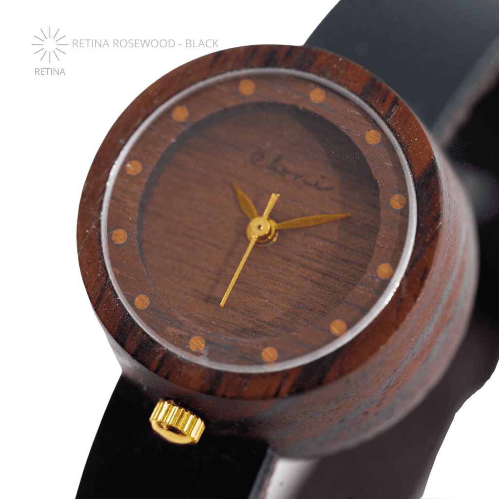 Eboni Jam Tangan Kayu Retina Rosewood - Black