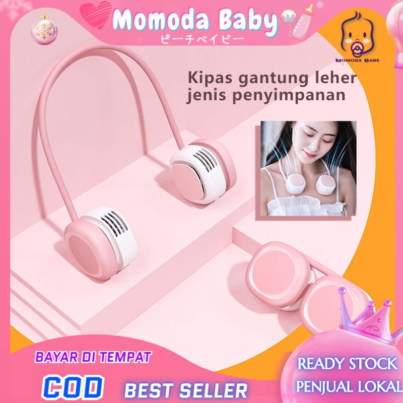 MOMODA  Kipas Angin Leher Portable Kipas Angin Portable Model Gantung Leher Dengan 3 Kecepatan USB Rechargeable