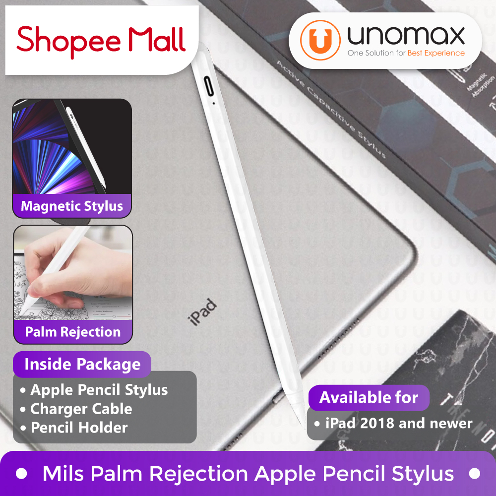 Stylus MILS Palm Rejection Tilt Sensitive Pencil 2 Magnetic / Wireless Charging for iPad