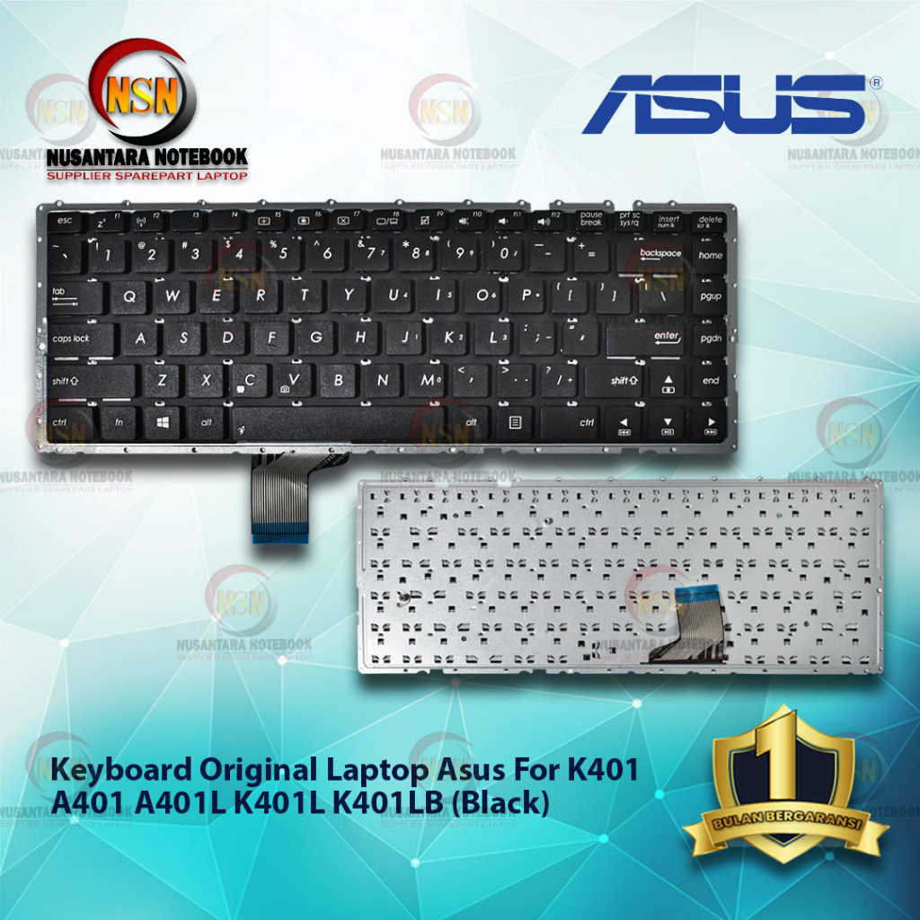 Keyboard Original Laptop Asus K401 A401 A401L K401L K401LB Black Hitam