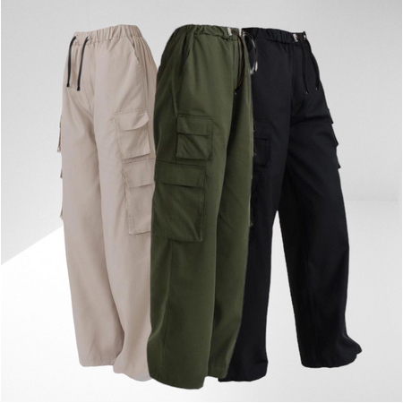 VHELO Multi Pocket Cargo Pants | Celana Loose Wantia Boyfriend Premium