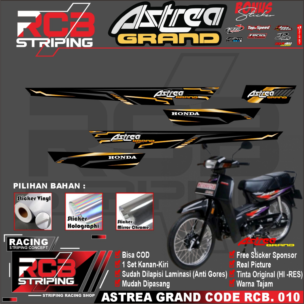 Sticker Striping Astrea Grand Stiker Motor Honda ASTREA GRAND vinyl Hologram Mirror chrome Rcb 010