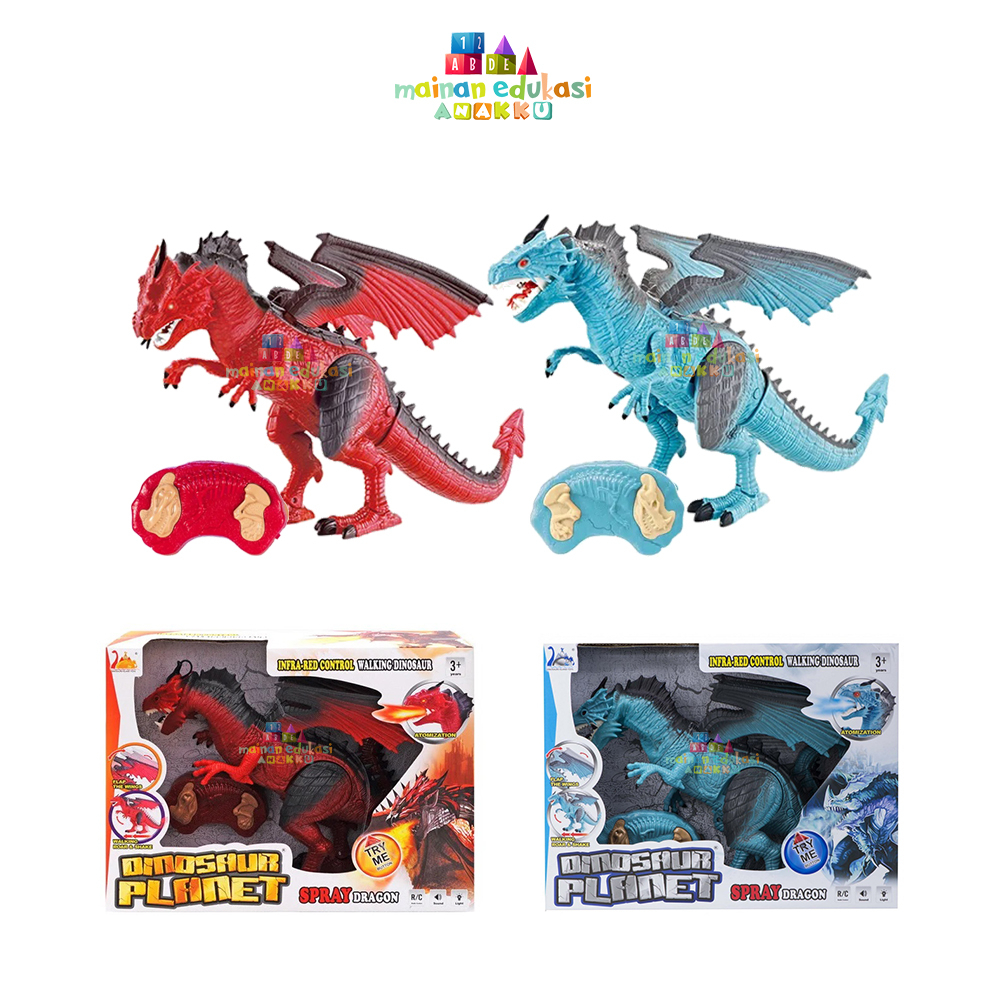 Dinosaur Planet Spray Dragon Remote Control Mainan Simulasi Robot Naga Hewan Purba Berjalan Bersuara