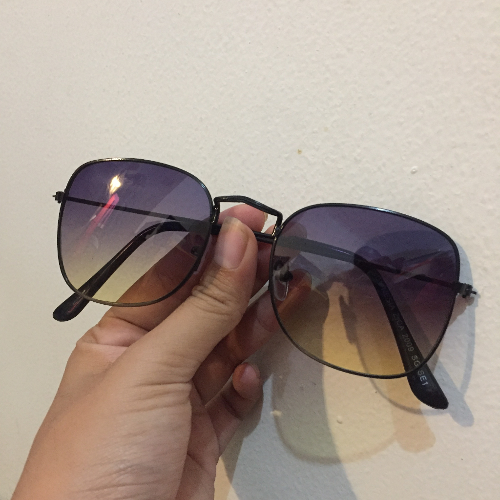 Aviator rimless yellow purple RB Space rbspace tag brand label branded sunglasses sunnies unisex kac