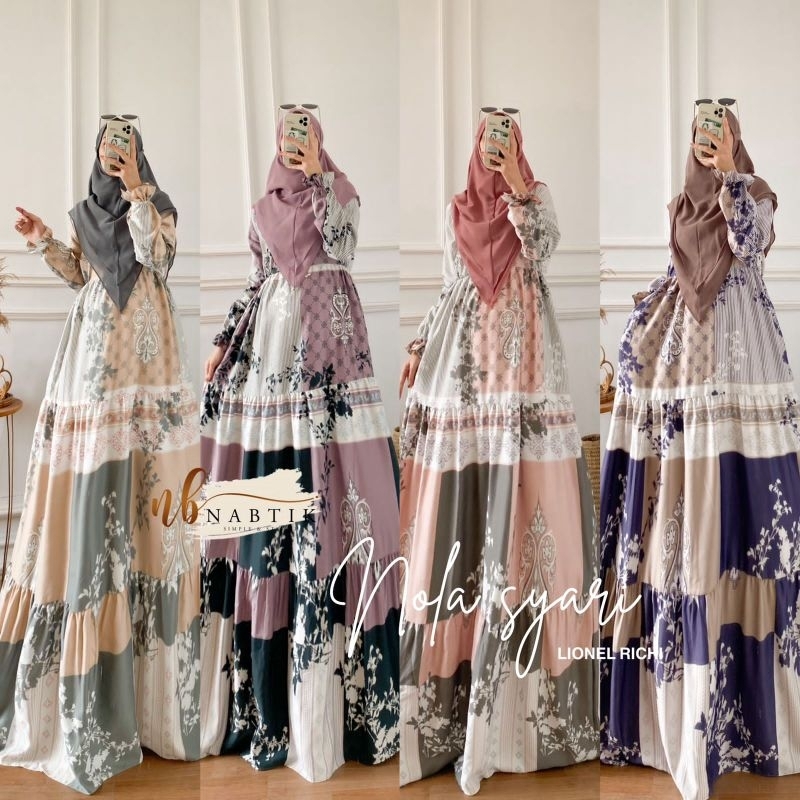 Nola syari set gamis kerudung iclude khimar by nabtik