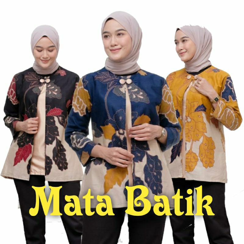 Baju Batik Wanita Modern M L XL XXL Jumbo Atasan Batik Kerja Wanita Kantor Blouse Batik Seragam Batik Modern