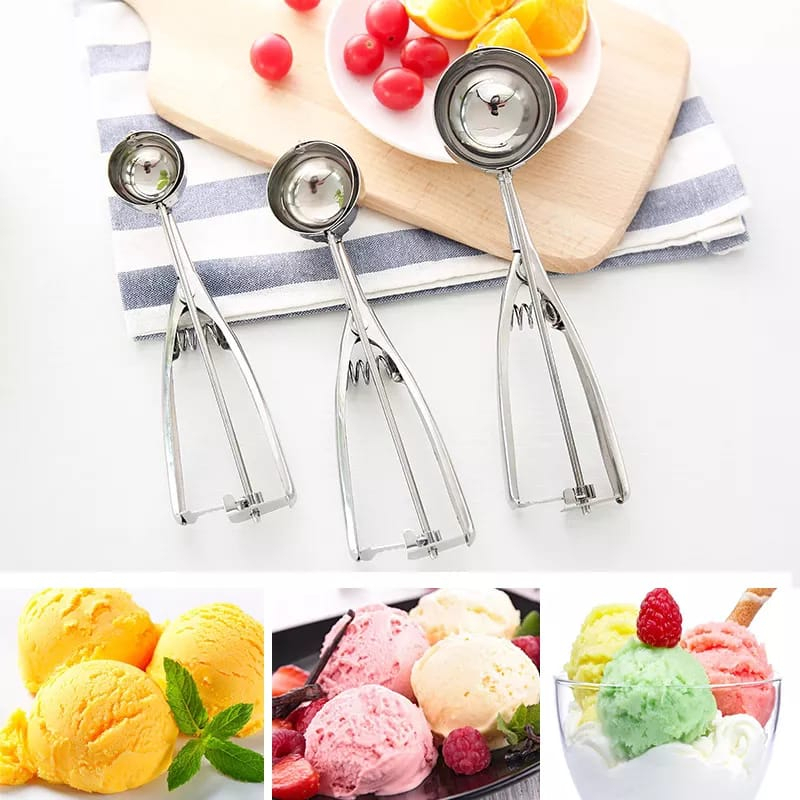 ~ PIYOSHI08 ~ Sendok Scoop Ice Cream Stainless Steel Skop Ice Cream Bulat PD155