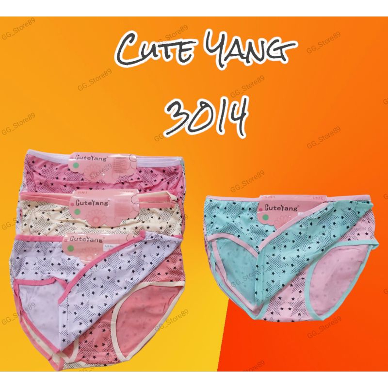 CUTEYANG 3014 - Celana Dalam / CD Wanita CUTE YANG 3014 MOTIF BINTANG lembut UK L, XL, XXL ( ISI 3 B