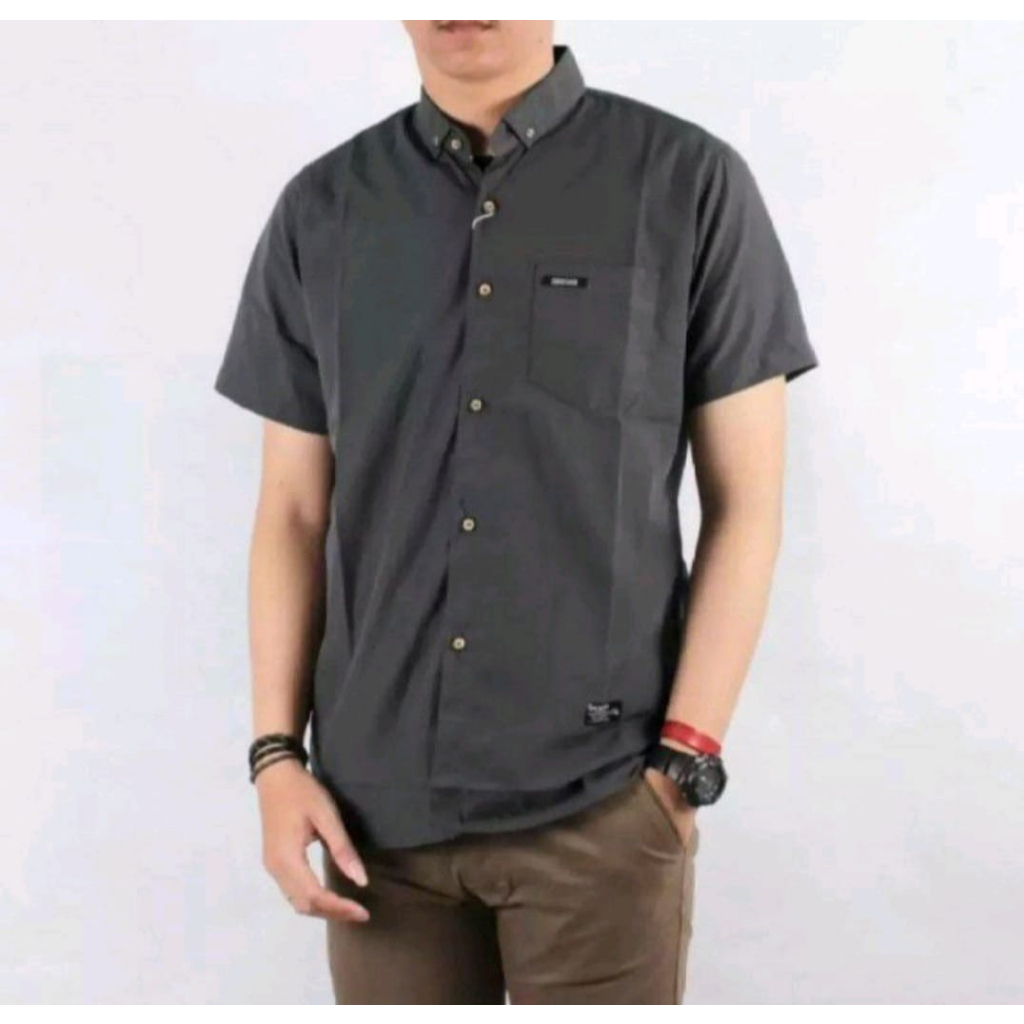 BAJU POLOS PRIA LENGAN PENDEK KEMEJA HEM PRIA