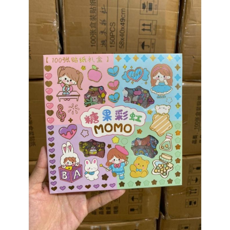 

Sticker Stiker Momo Waterprof Mix Warna Warni Isi 100 Pcs