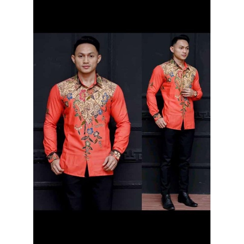 (COD) PROMO BATIK PRIA SIZE M L XL XXL BSWART BATIK HRBO26 Hem panjang padi