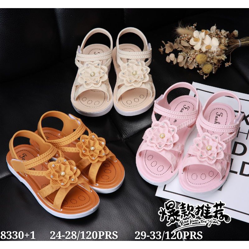 Sandal Anak Perempuan Import Korea Terbaru Motif Bunga Tali Belakang