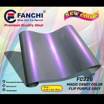 ROLL Sticker Fanchi FC326 Magic Candy Color Flip Purple Grey Premium Wrap ROLL