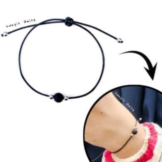 GELANG ASTETIC MUTIARA HITAM/GELANG COUPLE/GELANG VIRAL/GELANG TALI HITAM