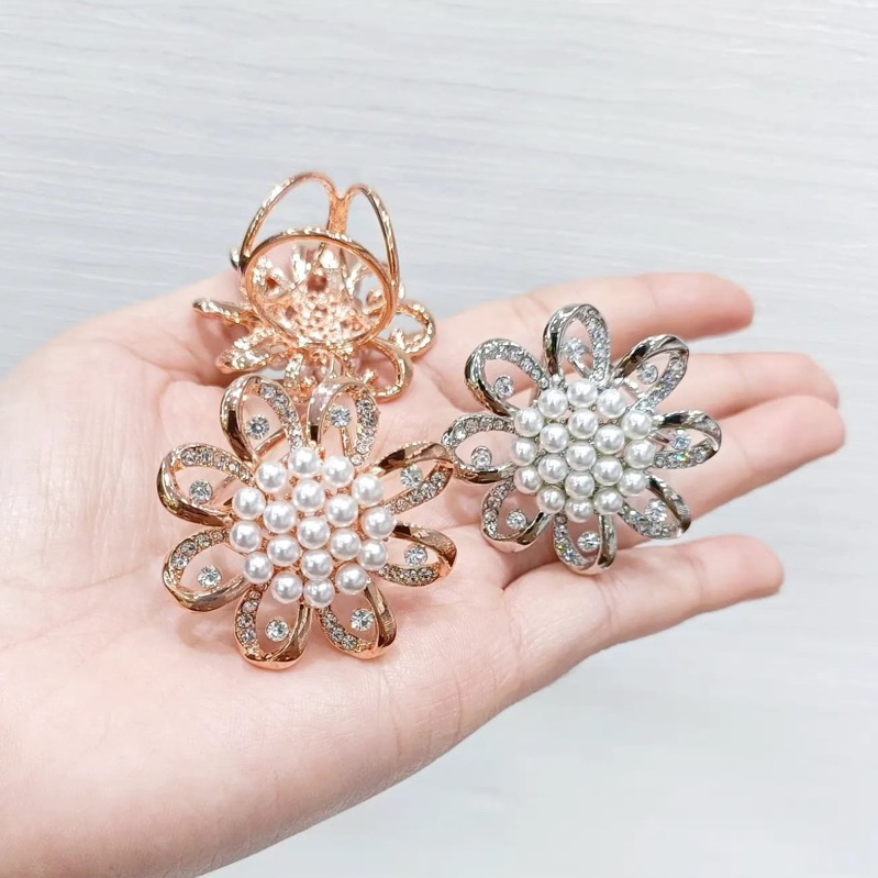 Ring bros cincin / Ring hijab jilbab / Ring syal bunga mutiara ulir diamond