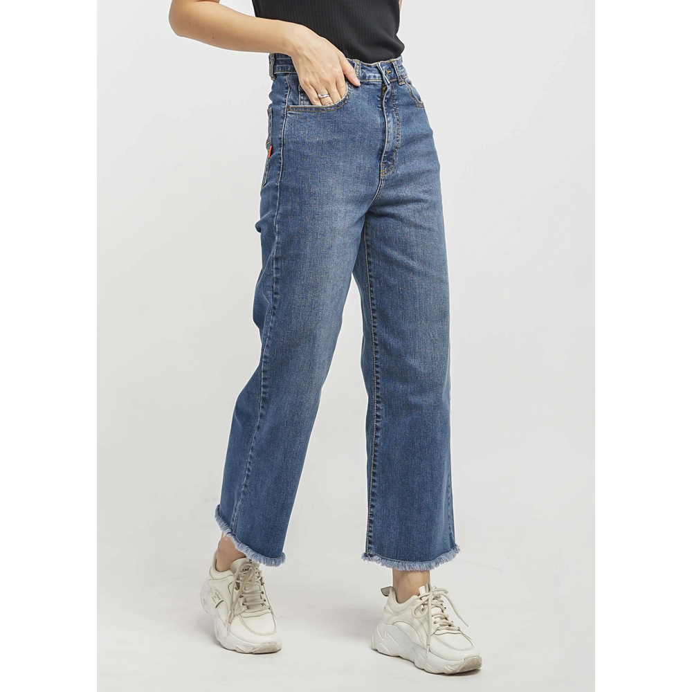 DUST Celana Cropped Wide Leg Jeans Giranti  (D. 3985)