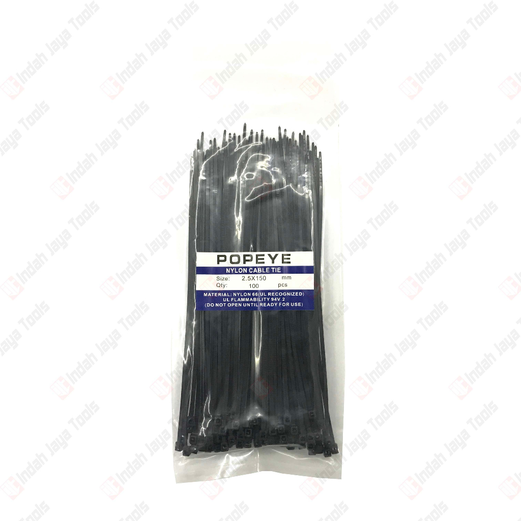POPEYE Cable Ties 15 cm HITAM Kabel Tie Pengikat Strap 150 mm