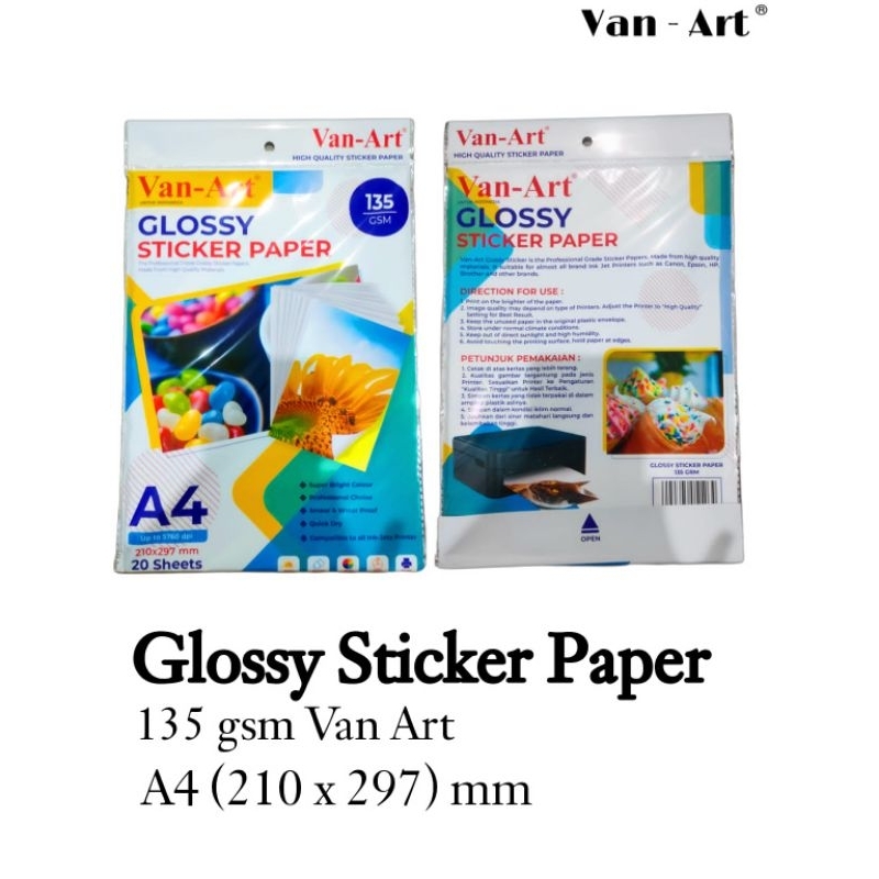 

[STICKER GLOSSY]( Harga1 pak isi 20 lembar) Glossy STICKER paper , kertas foto STIKER