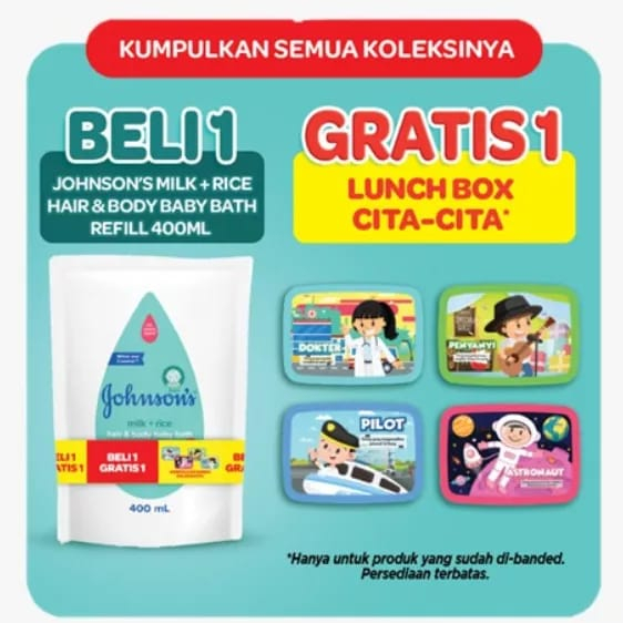 Johnson’s Baby Bath Reffil 400ml (GRATIS 1 LUNCH BOX CITA-CITA)