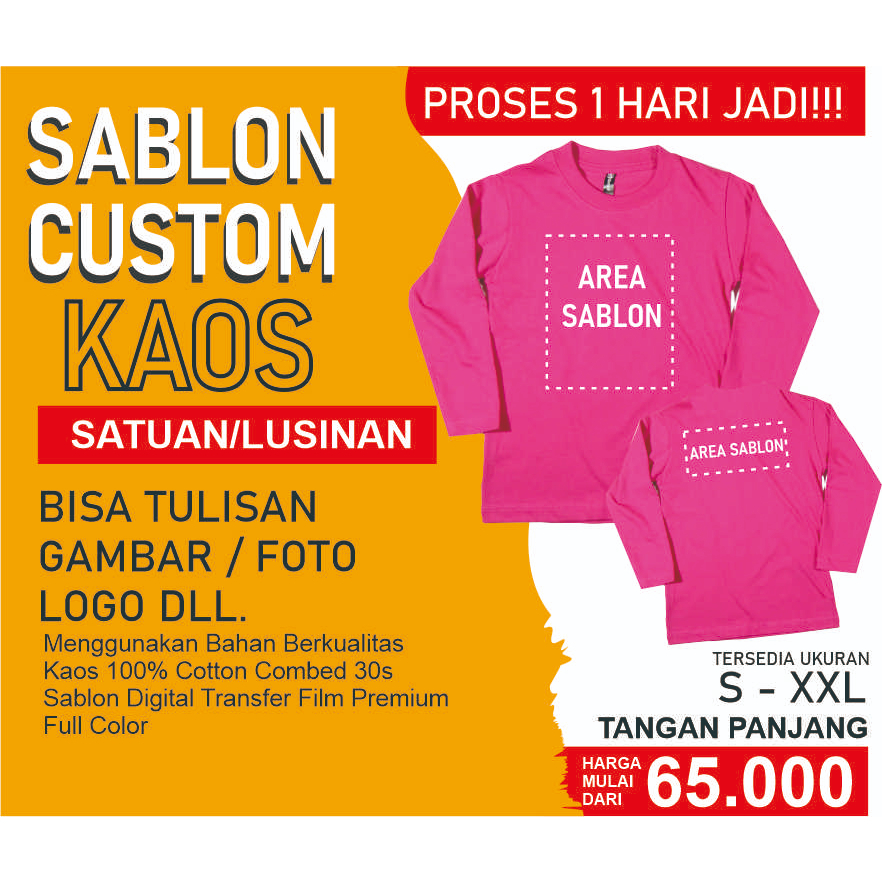 SABLON KAOS CUSTOM / KAOS SABLON CUSTOM / SABLON KAOS SATUAN / KAOS SABLON SATUAN / SABLON KAOS TANG
