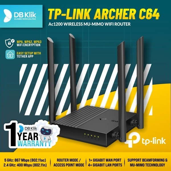 Router Tp-Link Archer C64 AC1200 Wireless Mu-Mimo WiFi - Archer C 64