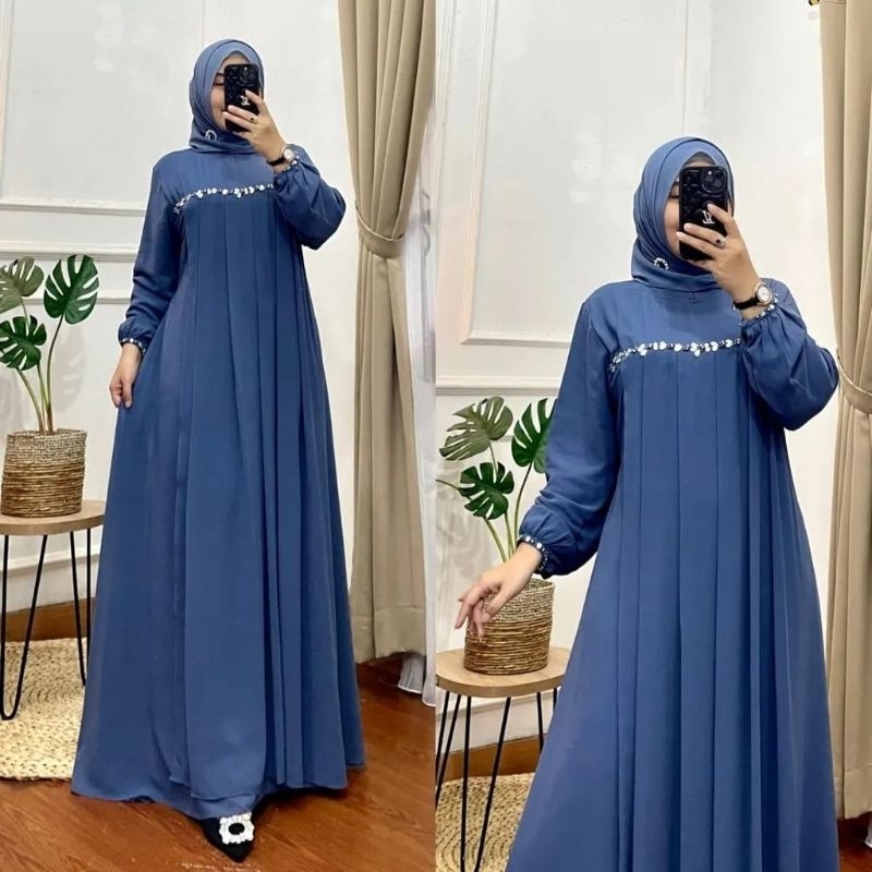 NAYLA GROWN GAMIS TERLARIS CERUTY BABYDOLL/TAMARA DRESS MUSLIM WANITA KEKINIAN/MARIYAM GAMIS PESTA KONDANGAN/FAR MOSLEMSTORE