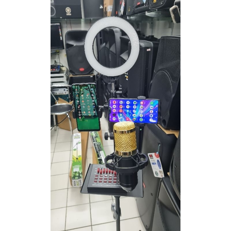 STAND MIC PLUS LAMPU,STAND MIC HOLDER HP,STAND MIC TRIPOT HP LIVE