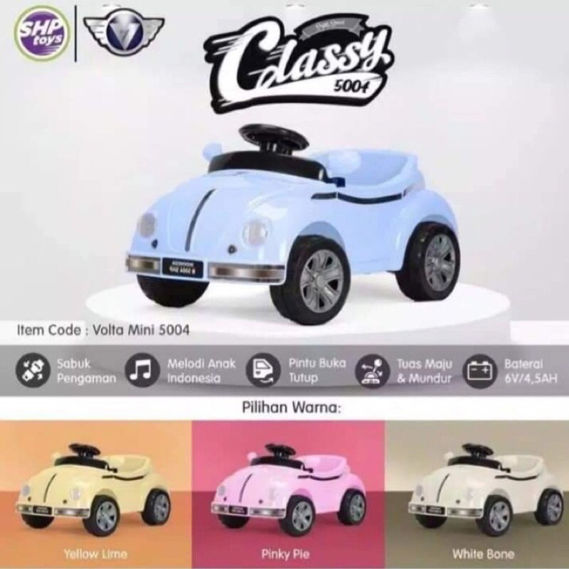 mainan mobil aki mini cooper VOLTA Classy 5004 by SHP Toys mobilan aki bagus lucu kuat aman kado ula